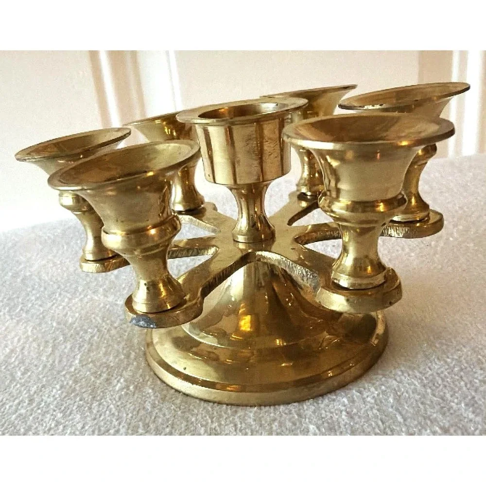 Vintage Brass Candleholder 7-Candle MCM Hollywood Regency Celebrations
